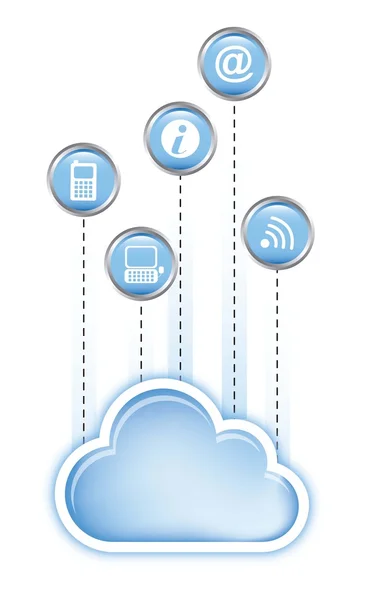 Il cloud computing — Vettoriale Stock