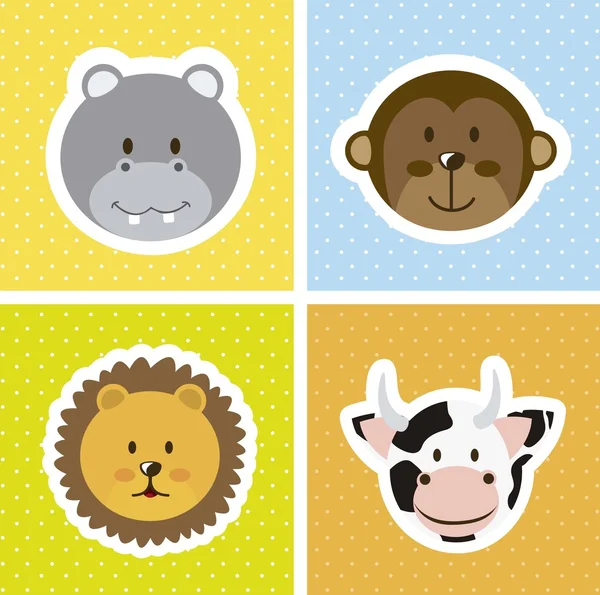 Animales lindos — Vector de stock