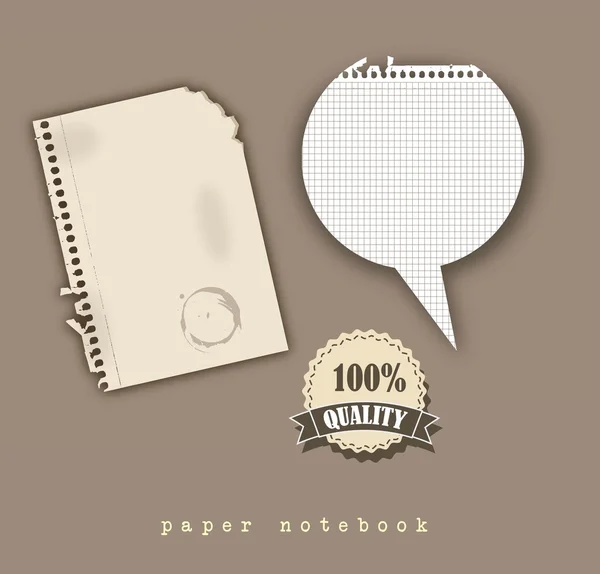 Caderno de papel — Vetor de Stock