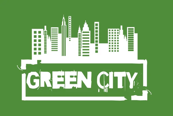Groene stad zegel — Stockvector