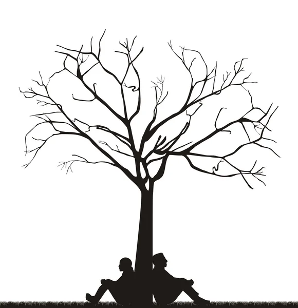 Para pod drzewem — Wektor stockowy