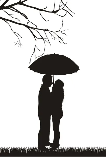 Couple under umbrella — Stock Vector
