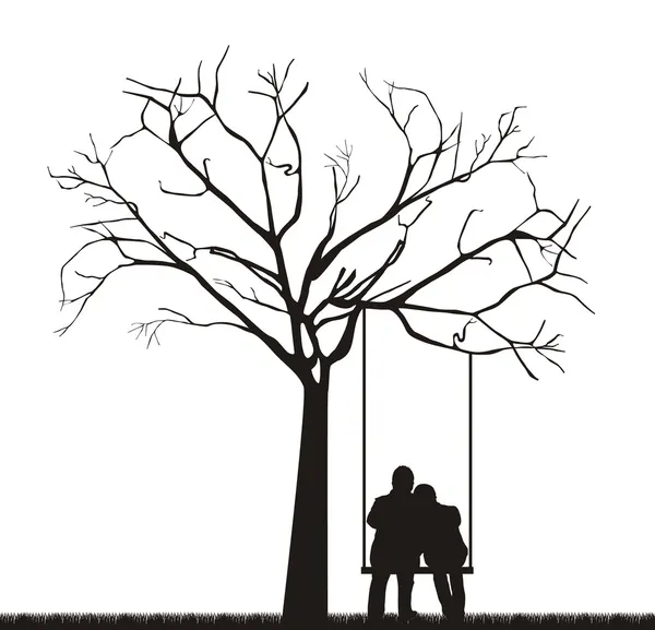 Couple under tree Stock Illustration