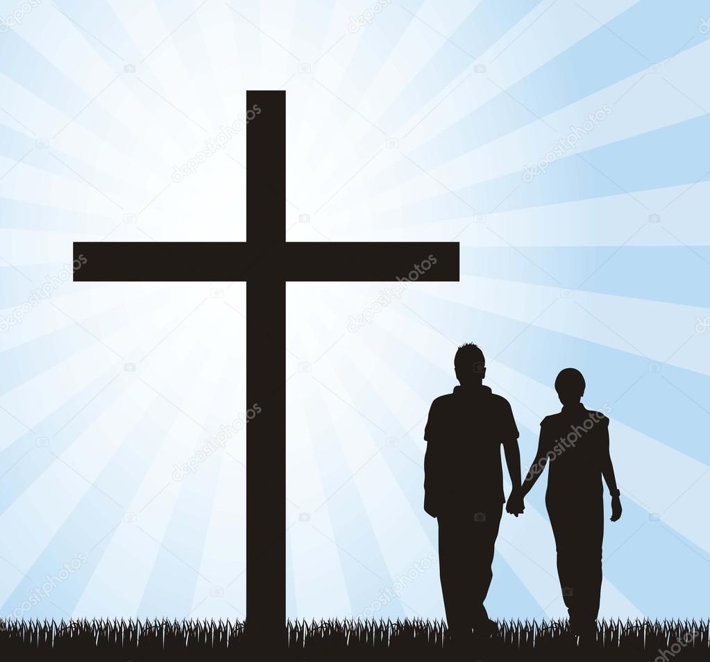 couple walking to the cross