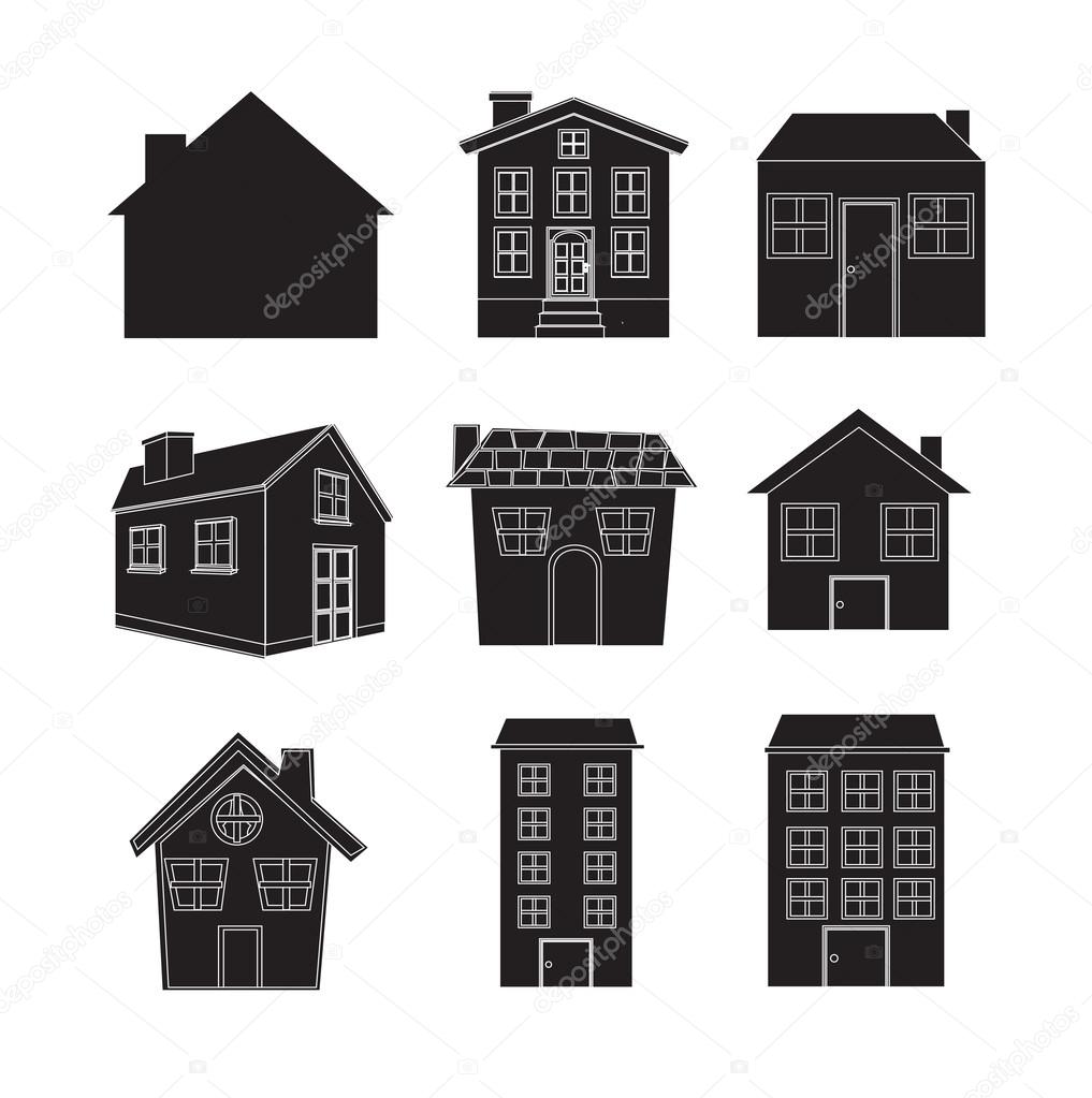 silhouettes of houses