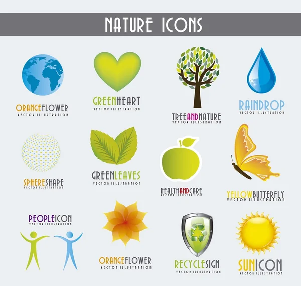 Iconos de naturaleza — Vector de stock