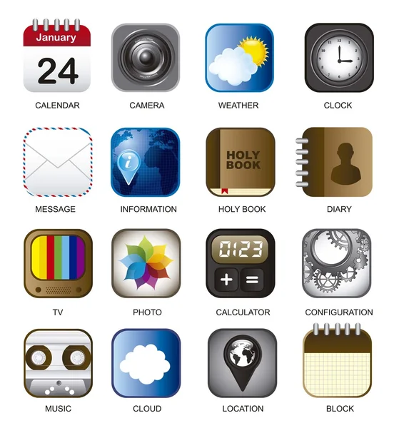 Set di icone vettoriali app — Vettoriale Stock