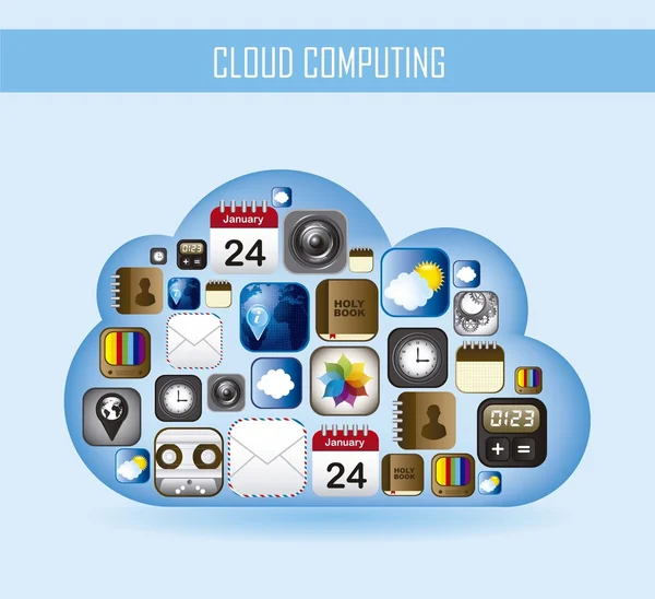 Computação em nuvem — Vetor de Stock