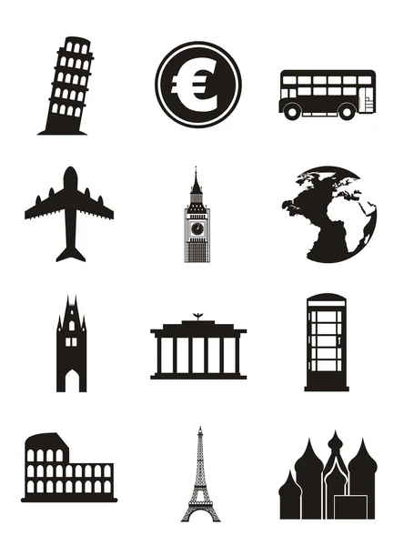 Iconos de europa — Vector de stock