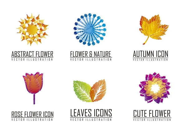 Bloemen pictogrammen — Stockvector