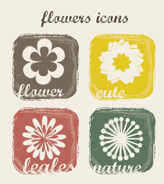 Ícones de flores — Vetor de Stock