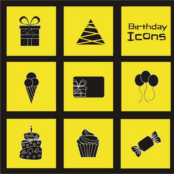 Iconos de cumpleaños — Archivo Imágenes Vectoriales