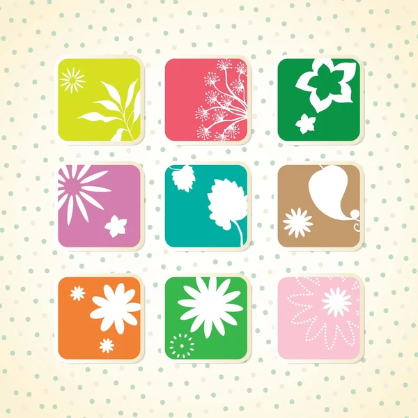 Flores Iconos — Vector de stock