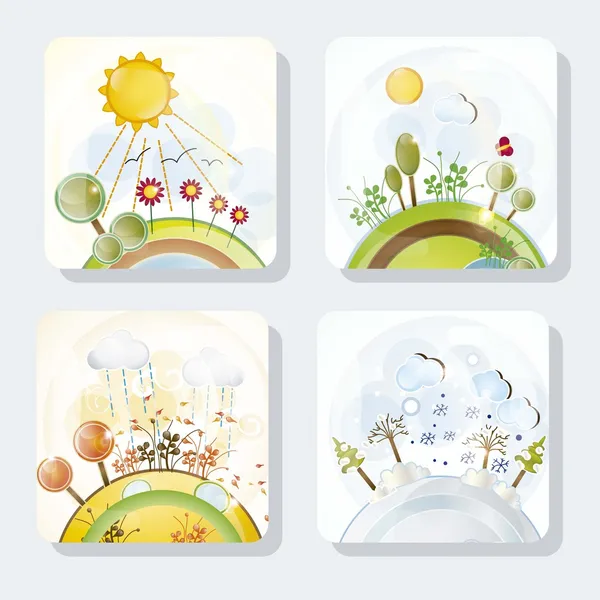 Seasons Icons — Stock Vector