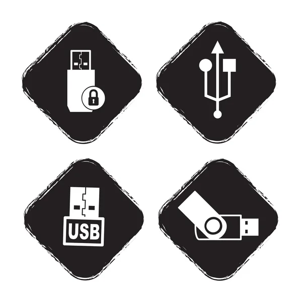 Ícones USB — Vetor de Stock