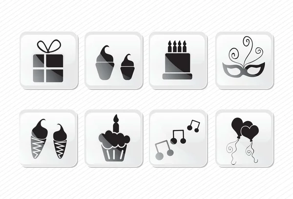 Iconos de cumpleaños — Vector de stock