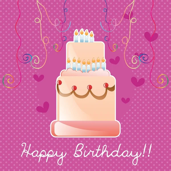ケーキの誕生日カード — ストックベクタ