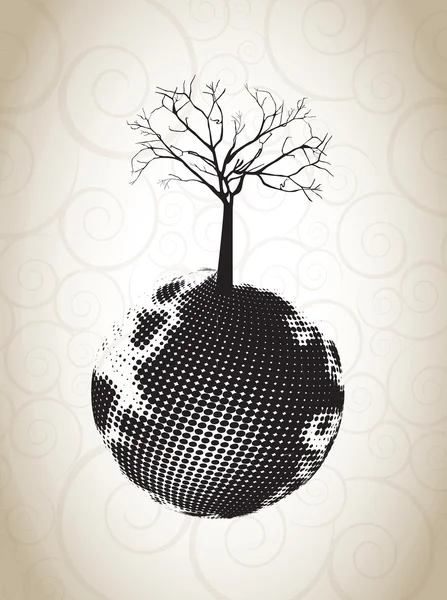 Mondo e albero — Vettoriale Stock