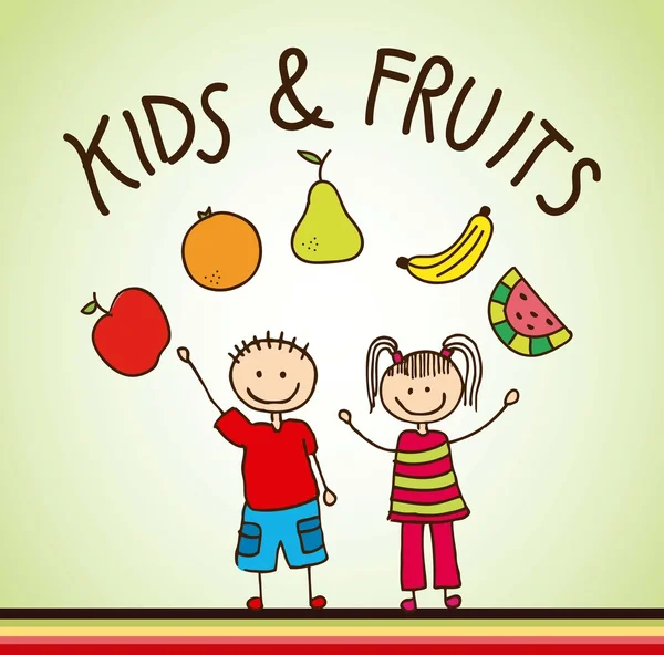 Barn och frukter — Stock vektor