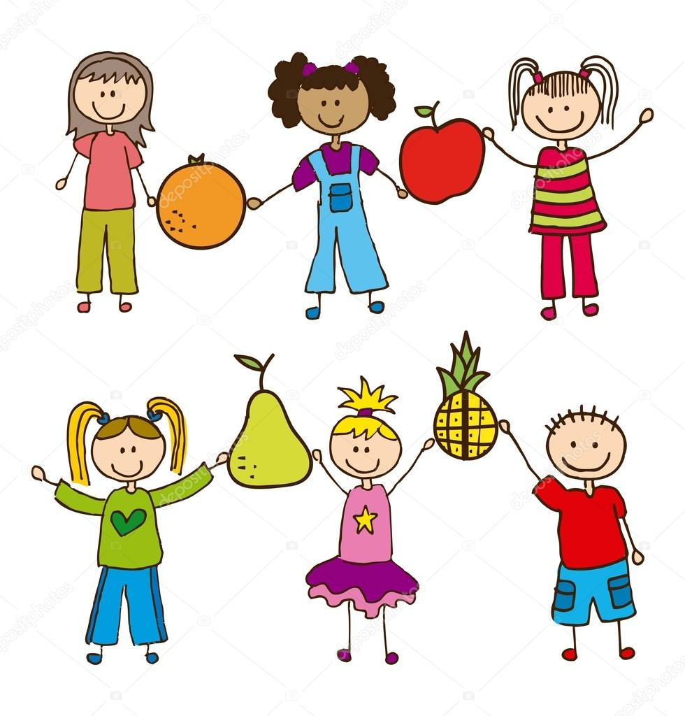 kids and fruits