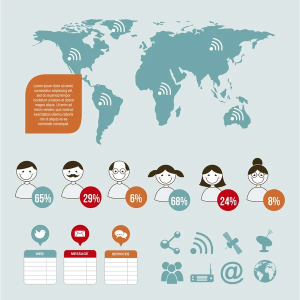 Infografías comunicación — Vector de stock