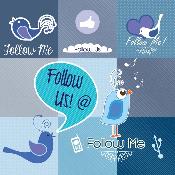 Follow me and follow us — Stock Vector