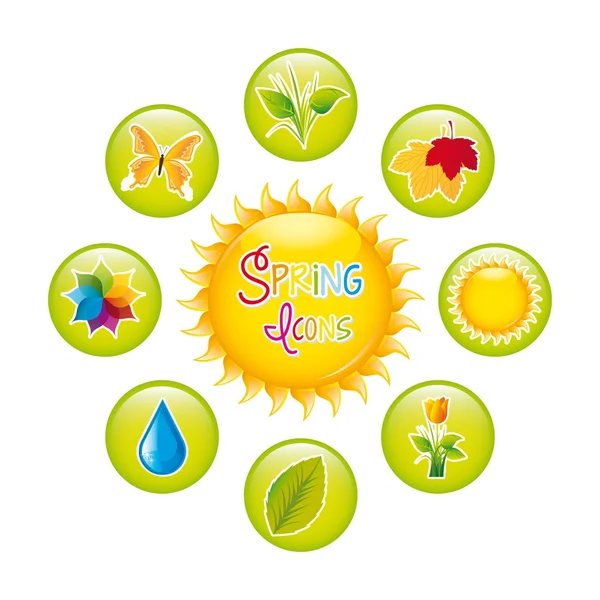 Iconos de primavera — Vector de stock