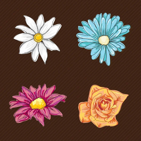 Flores Iconos — Vector de stock