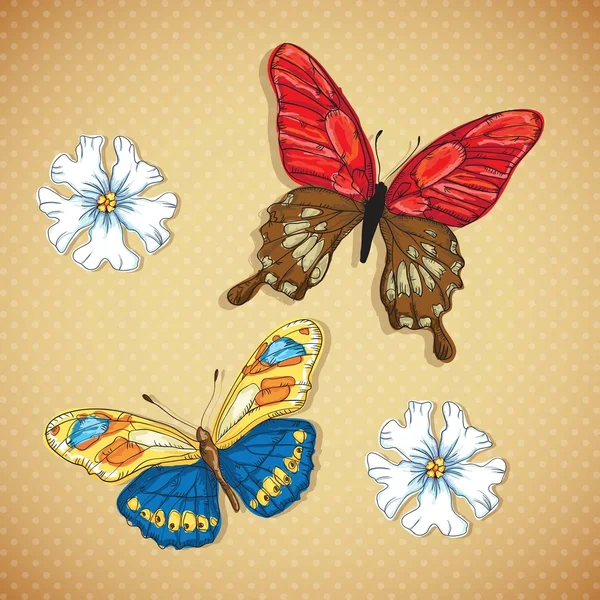 Iconos de mariposa — Vector de stock