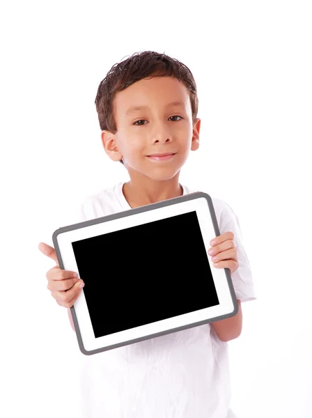 Kind met tablet — Stockfoto