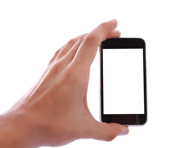 Hand som håller mobil — Stockfoto