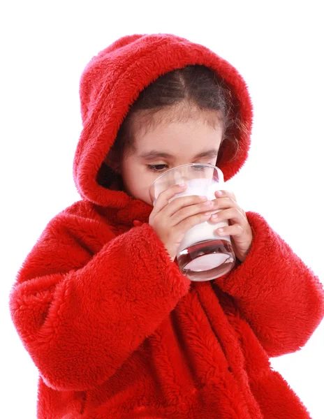 Niño con leche —  Fotos de Stock