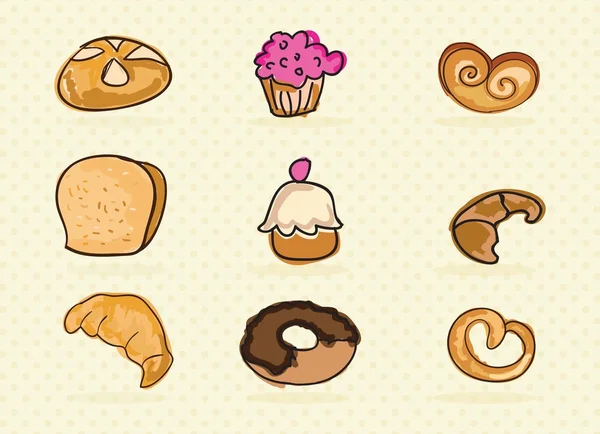 Iconos de panadería — Vector de stock