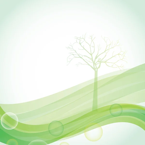 Árbol y olas — Vector de stock