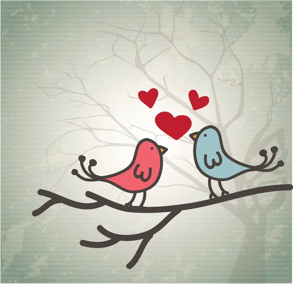 Paire d'oiseaux amoureux — Image vectorielle