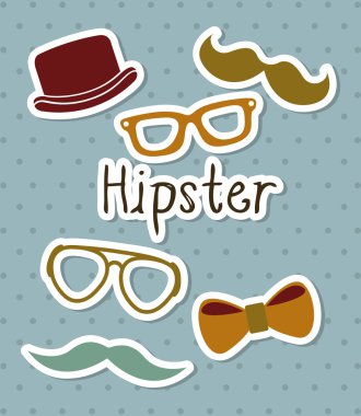 hipster öğeleri üzerinde mavi arka plan .vector illüstrasyon