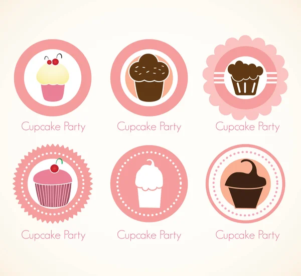 Iconos de pastel y cupcakes — Vector de stock