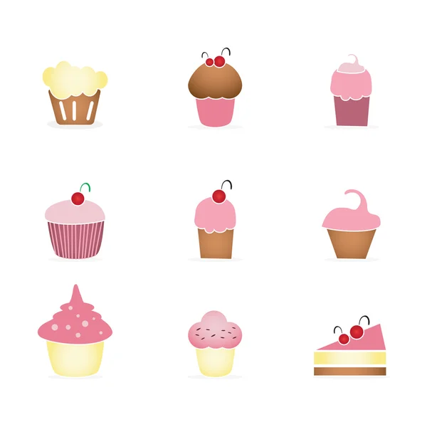 Iconos de pastel y cupcakes — Archivo Imágenes Vectoriales