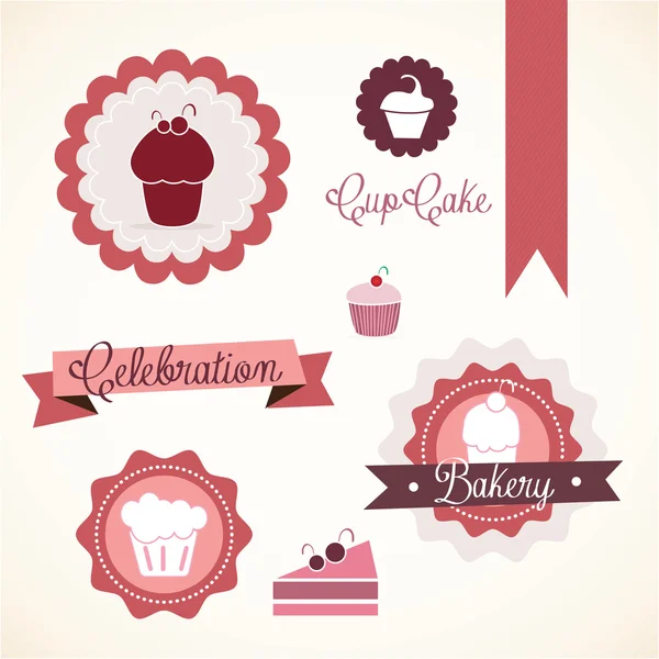 Iconos de pastel y cupcakes — Archivo Imágenes Vectoriales