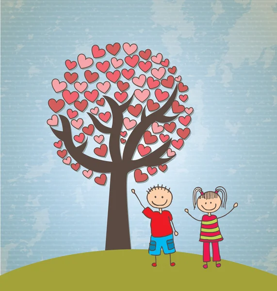 Coeurs d'arbres pour enfants — Image vectorielle