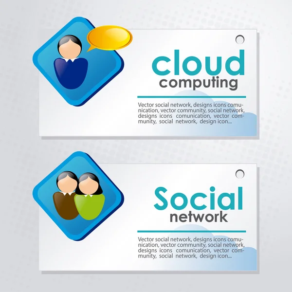 Cloud computing en sociale netwerk — Stockvector