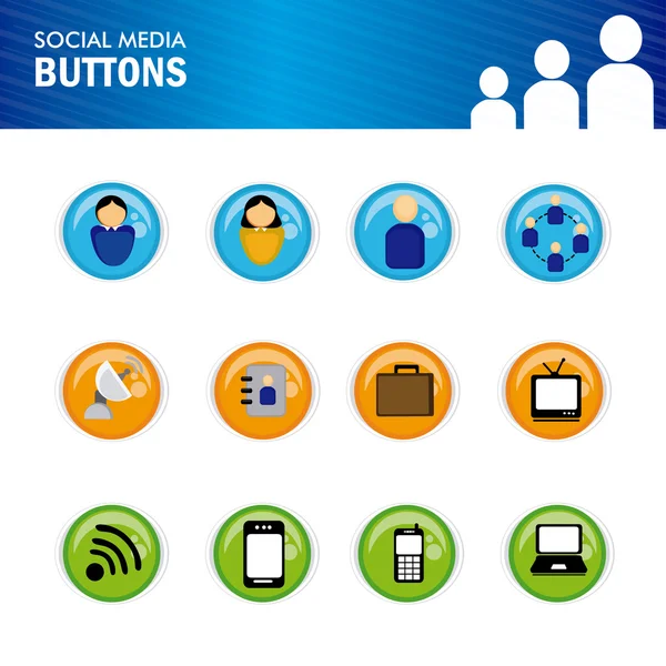 Social media buttons — Stock Vector