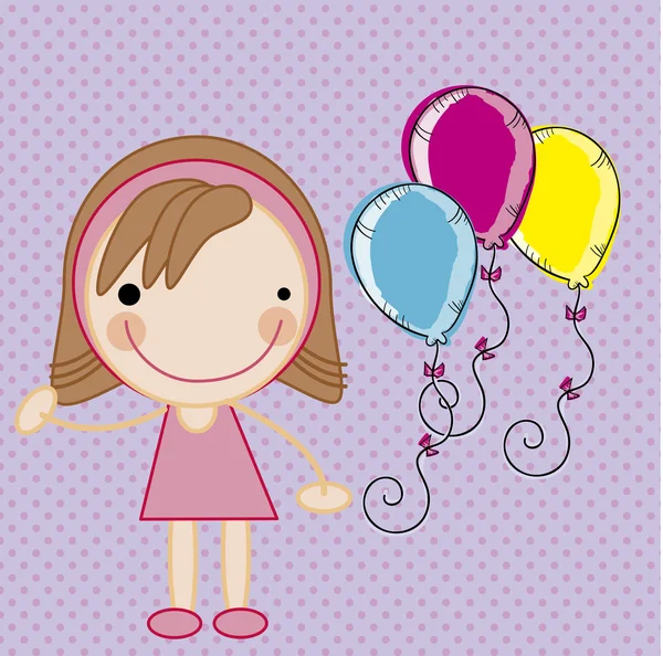 Girl and balloons — Stock Vector