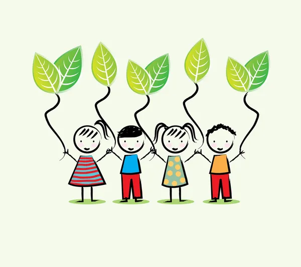 Environmentalists children — Stock Vector