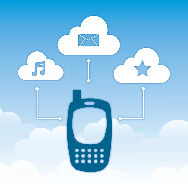 Akıllı telefon içinde belgili tanımlık bulut — Stok Vektör