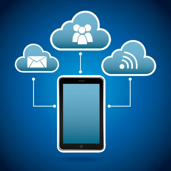 Téléphone intelligent dans le cloud — Image vectorielle