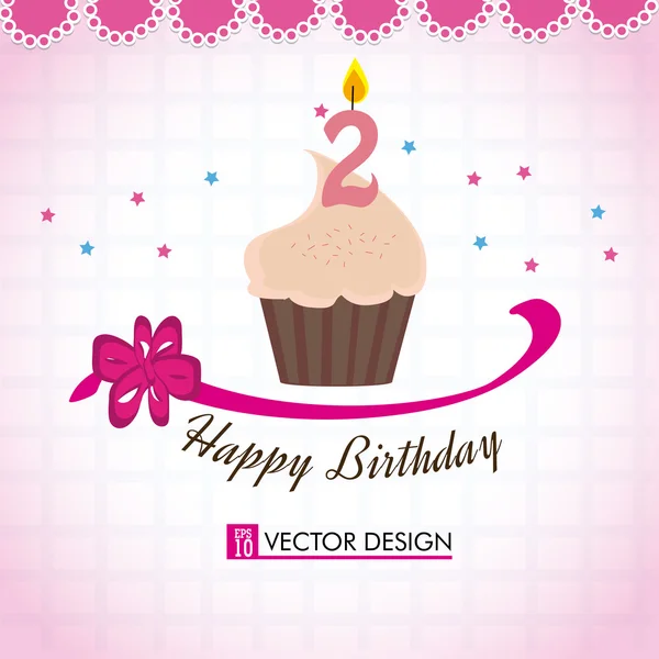 Feliz aniversário cupcake — Vetor de Stock