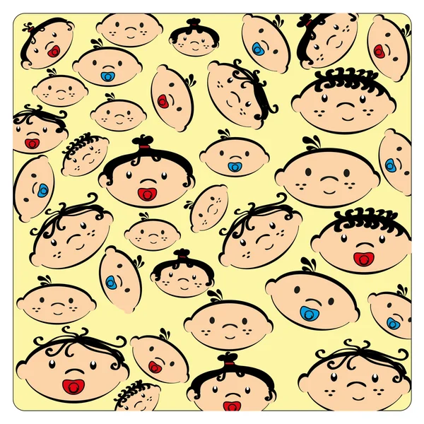 Baby faces background — Stock Vector