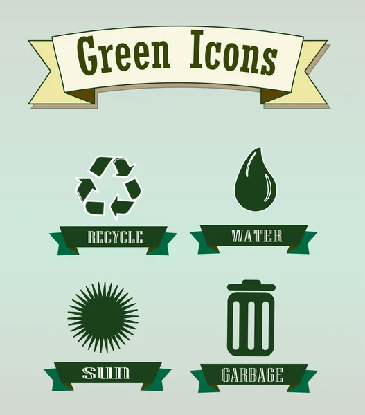Iconos verdes — Vector de stock
