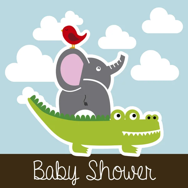 Animaux bébé douche — Image vectorielle